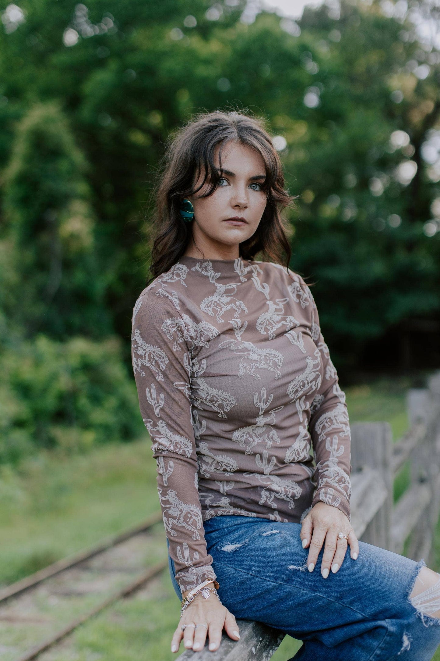 MK397A Velvet Mesh Top