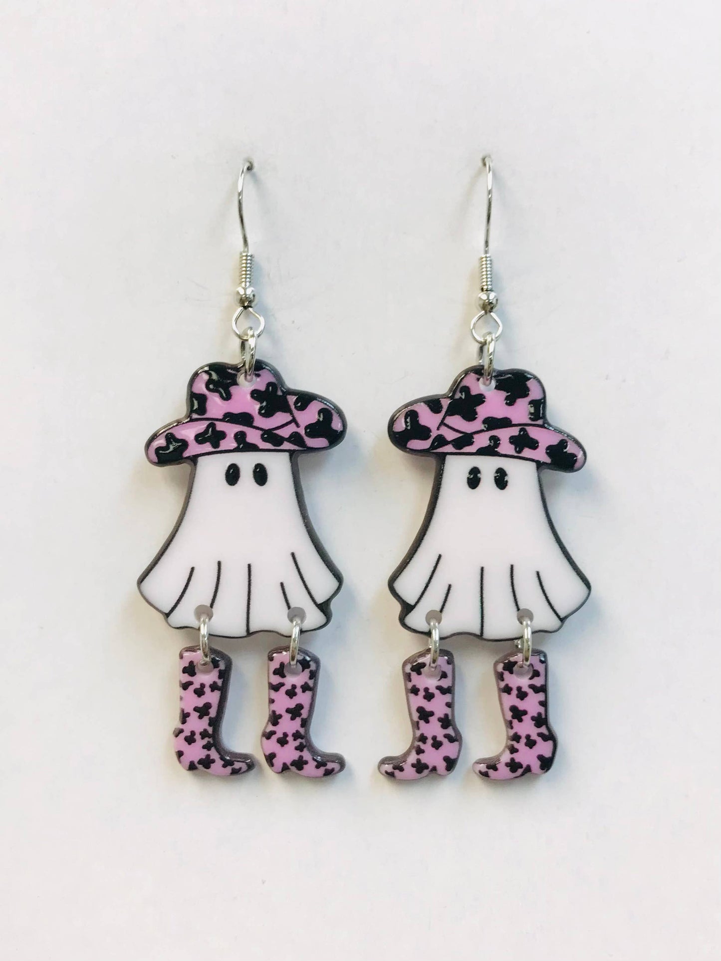 Cute Acrylic Cowgirl Ghost Boots Earrings