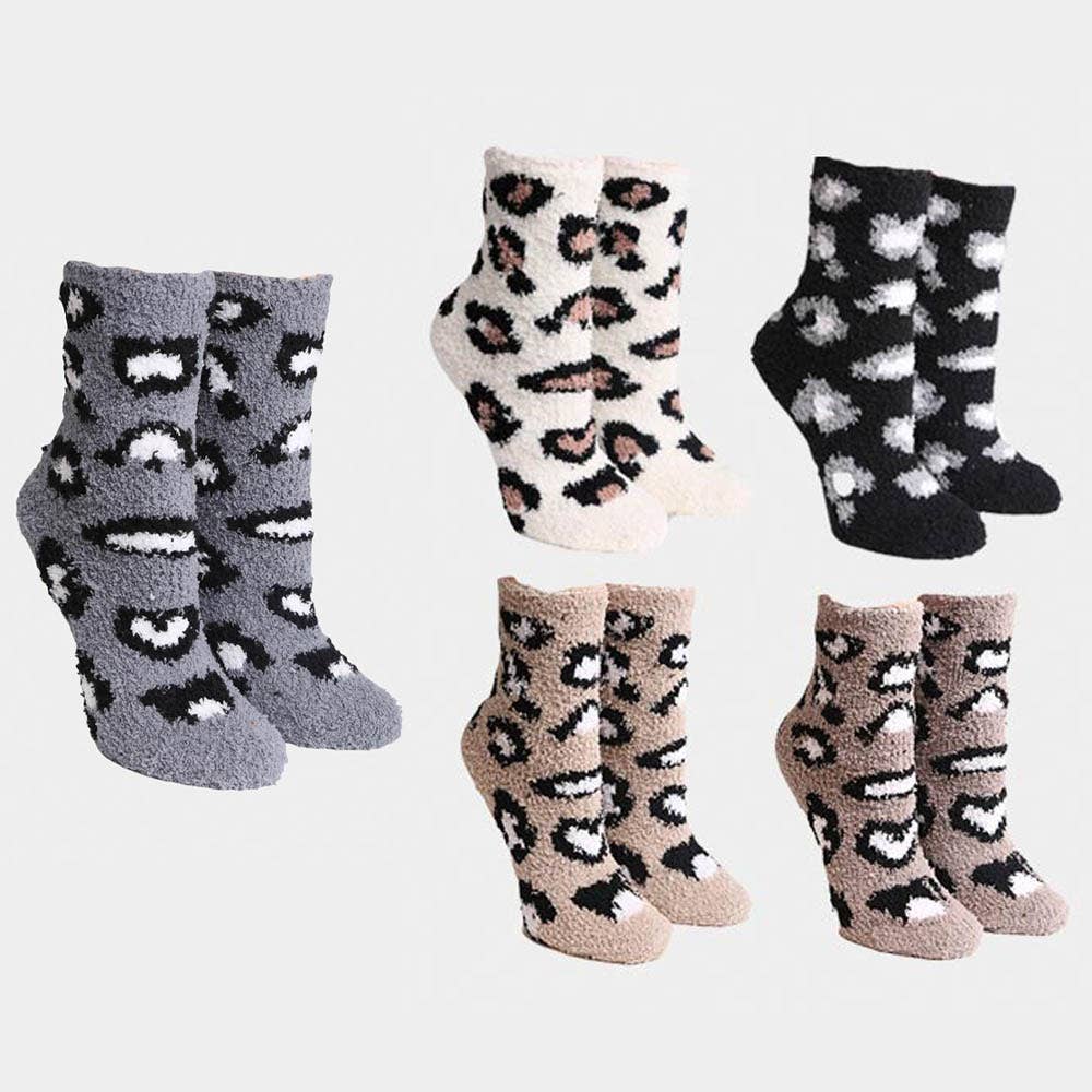6Pairs - Leopard Patterned Luxury Soft Socks