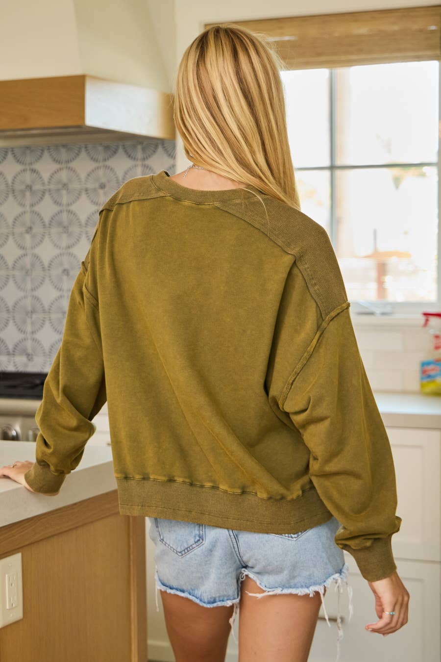 Acid Washed Plaid Sweatshirts: Washed Black / S