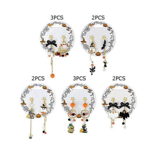 12Pairs - Mismatch Halloween Drop Earrings