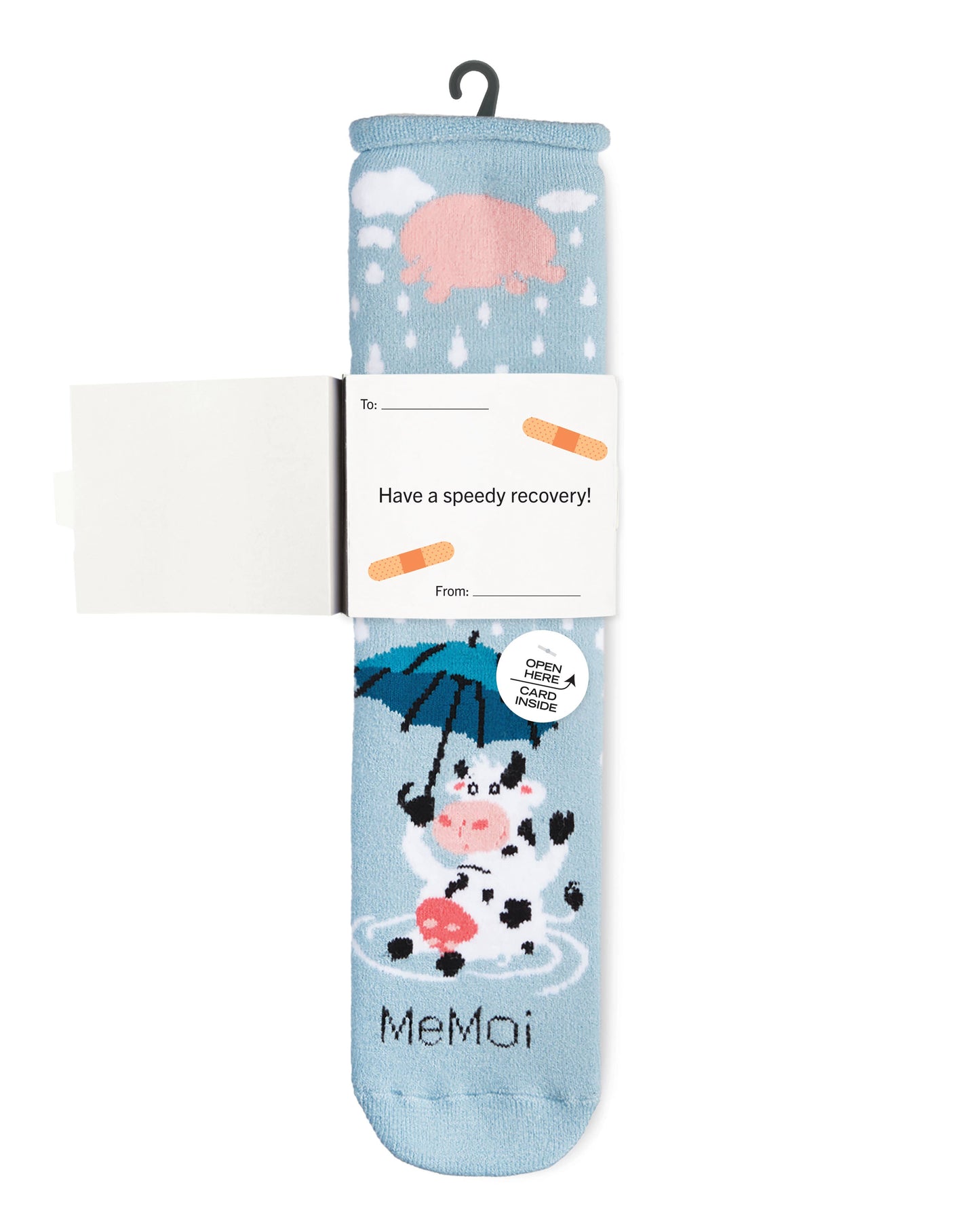 Udder The Weather Greeting Card Socks: Sky Blue / One Size