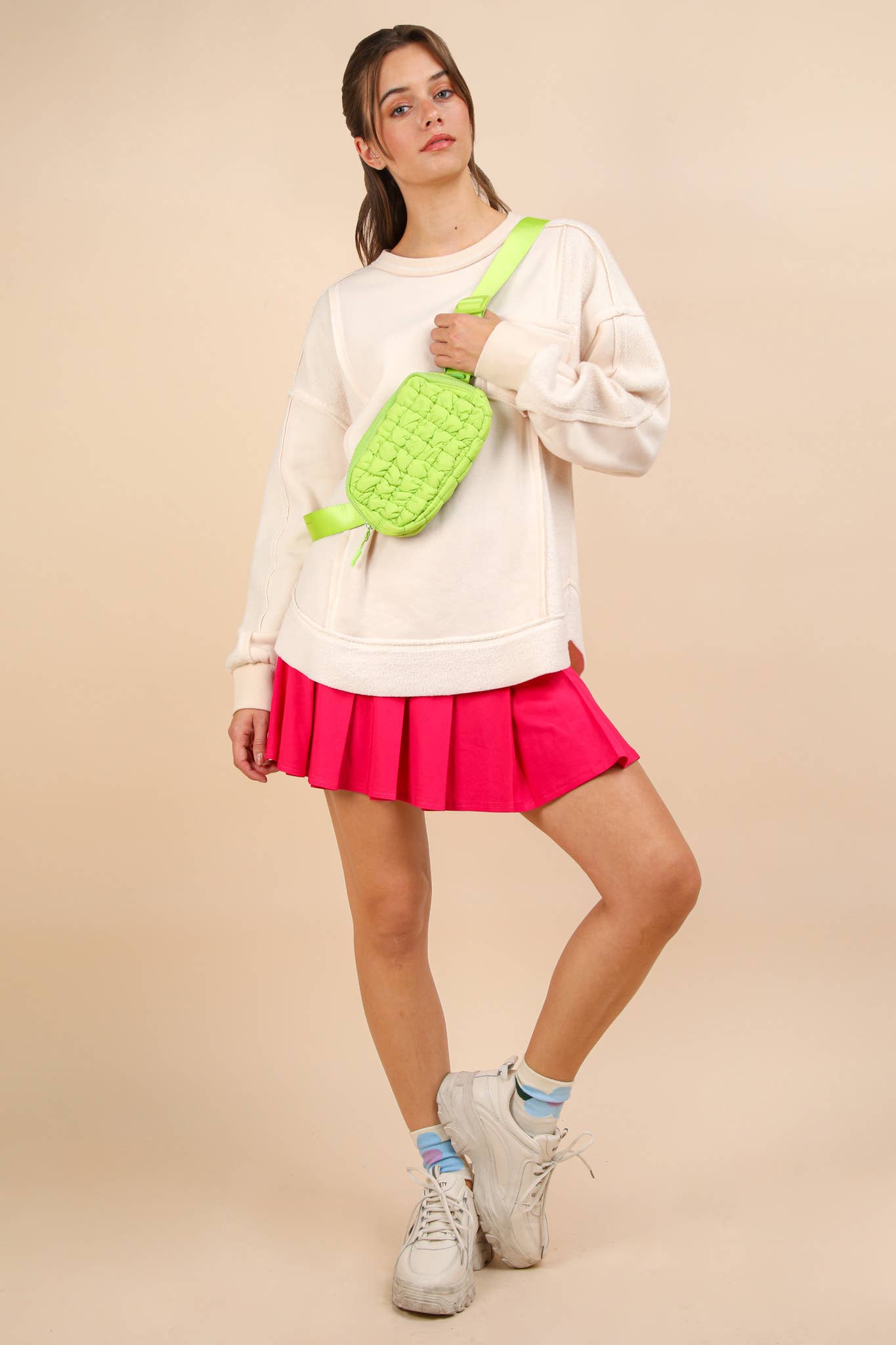 NS50083-Activewear Pleated Skirt with Short Liner