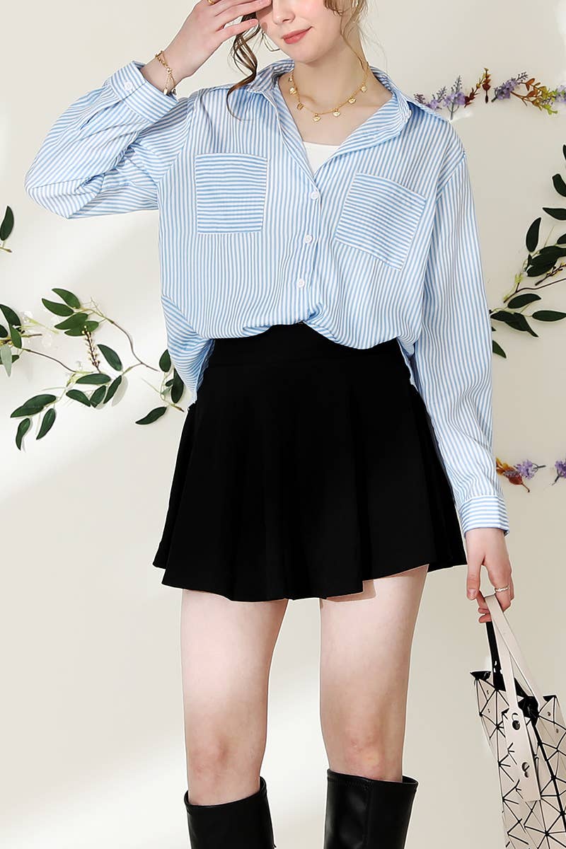 Striped Button Down Long Sleeve Collared Shirts