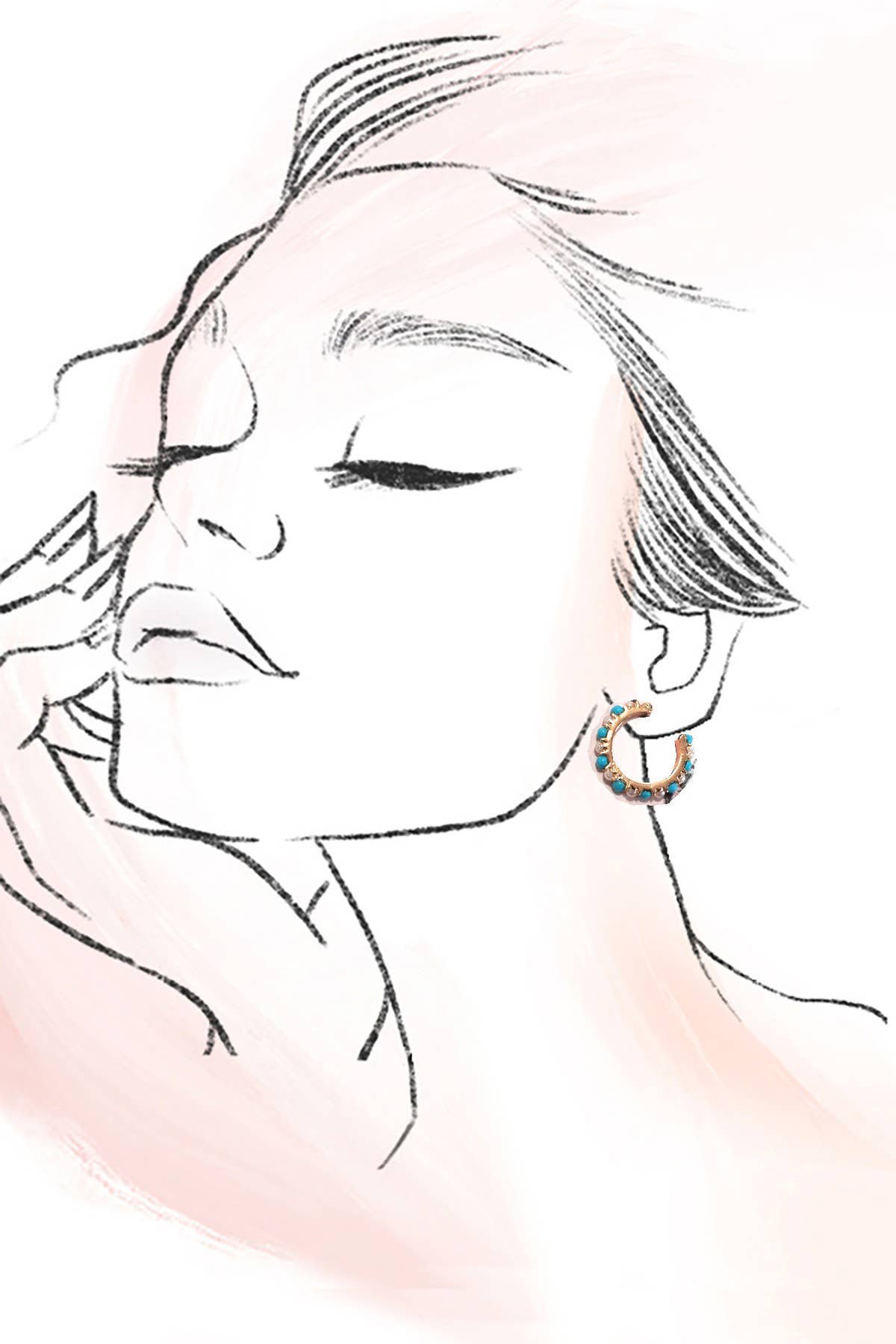 LINK DIAMOND CUT TURQ PEARL TRIO HOOP EARRING SETS | 80E5781: SET