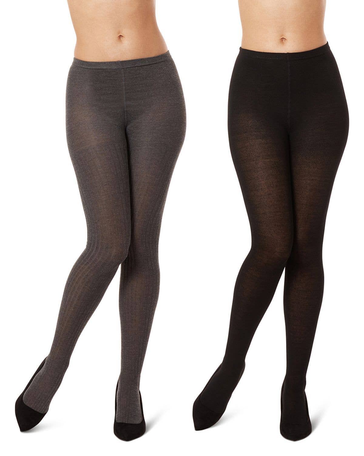 Rib/Solid Sweater Tights 2 Pair Pack