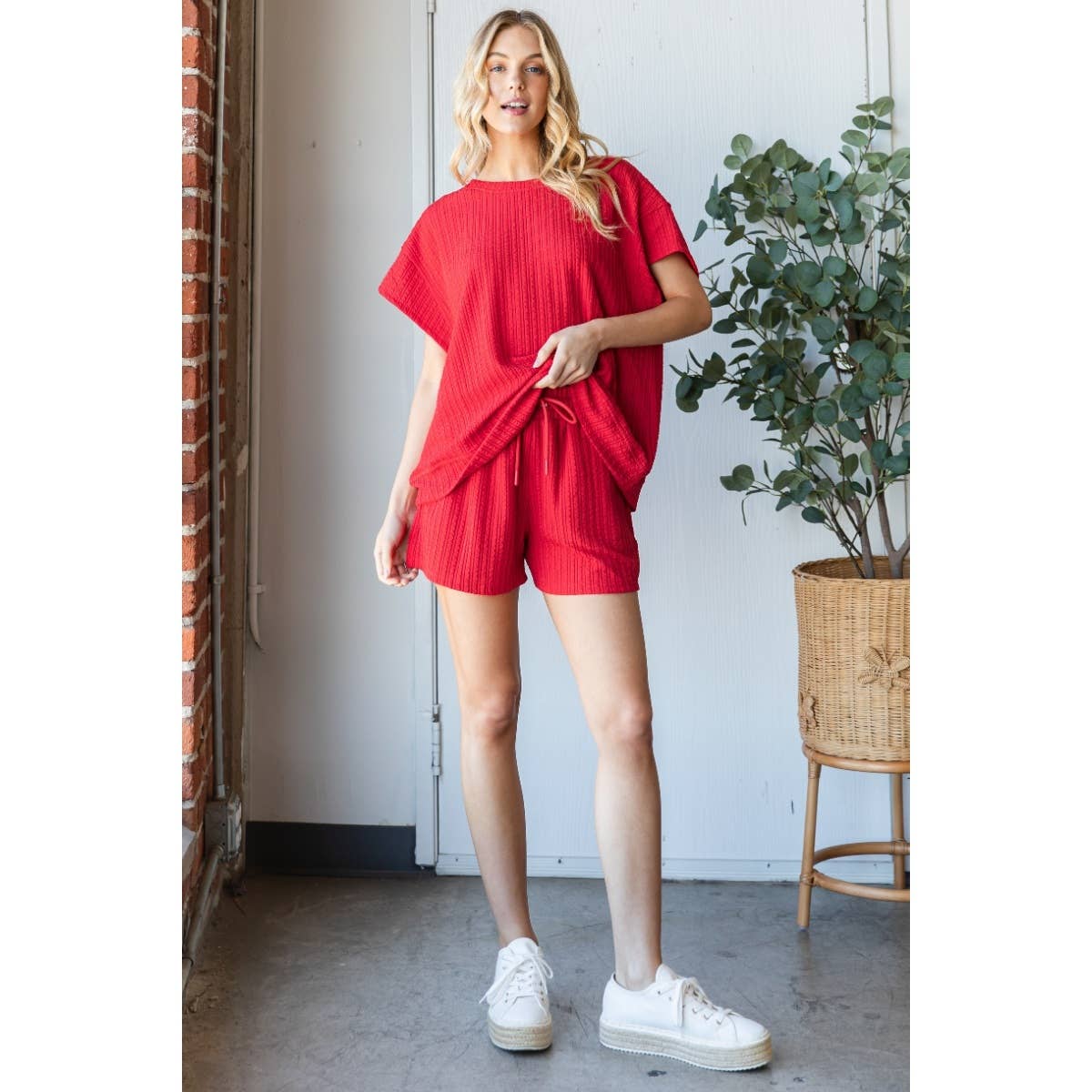 Waffle Textured Knit Pants