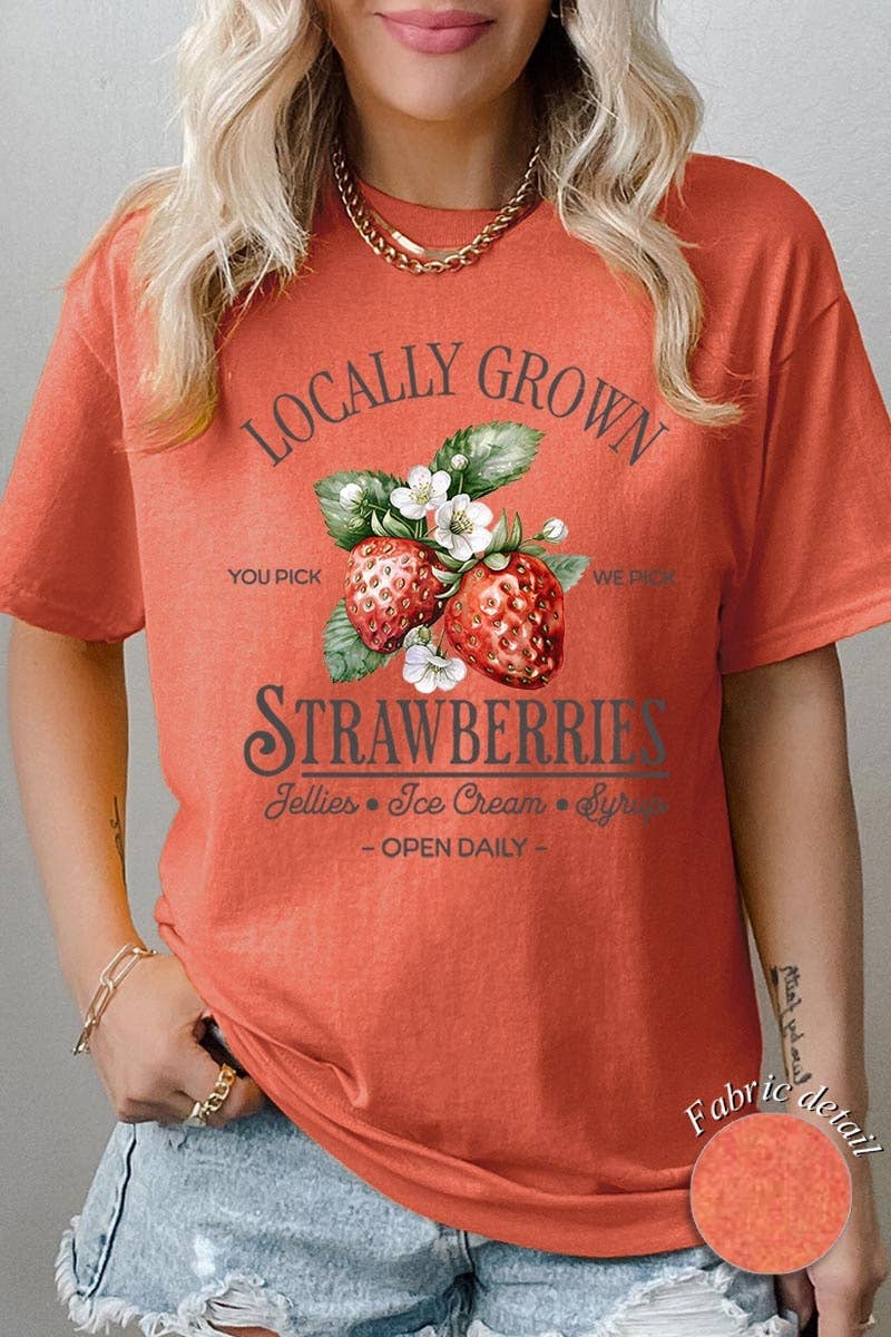 Locally Grown Strawberries Graphic Heavy Cotton T
