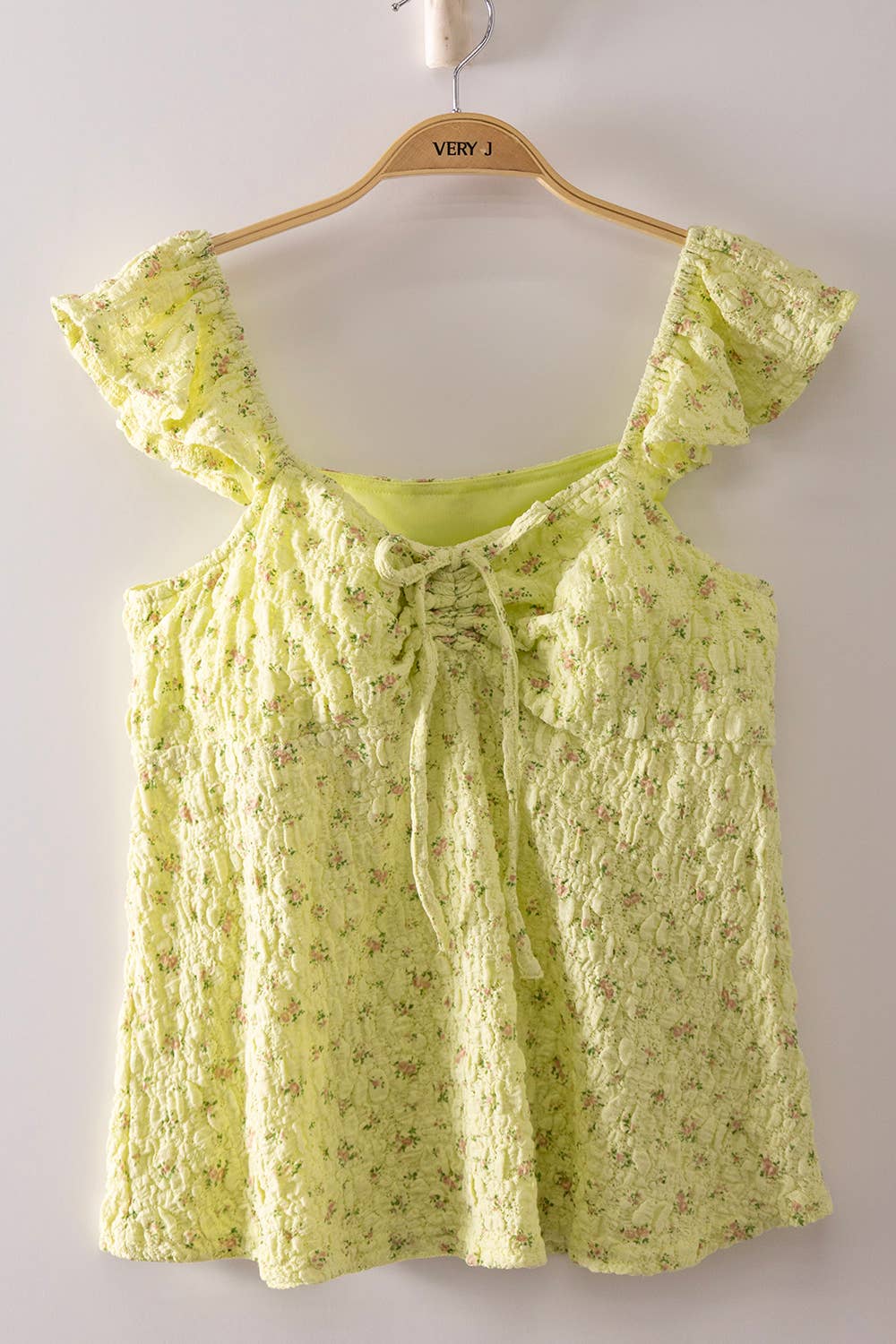 NT12515-Romantic Floral Ruffle Sleeve Babydoll Top