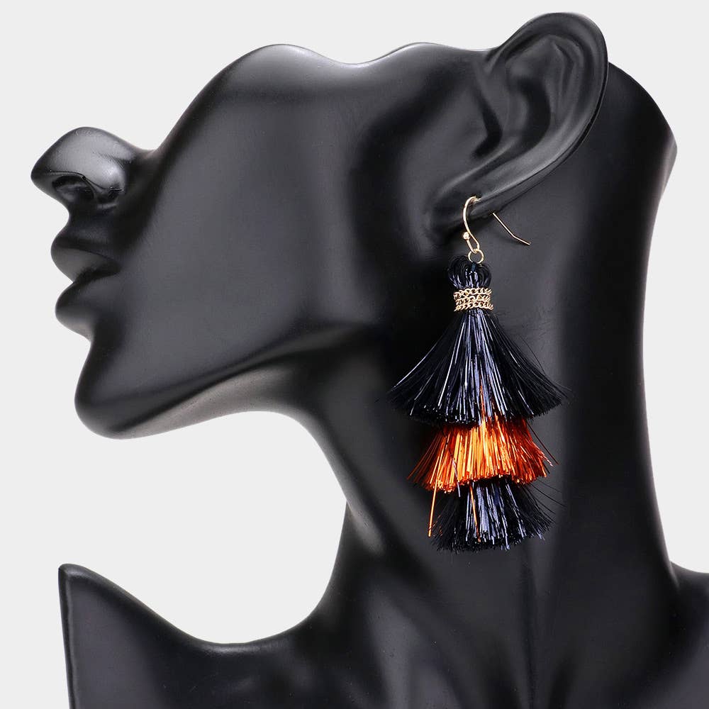 Game Day Triple Tassel Layered Dangle Earrings: M5