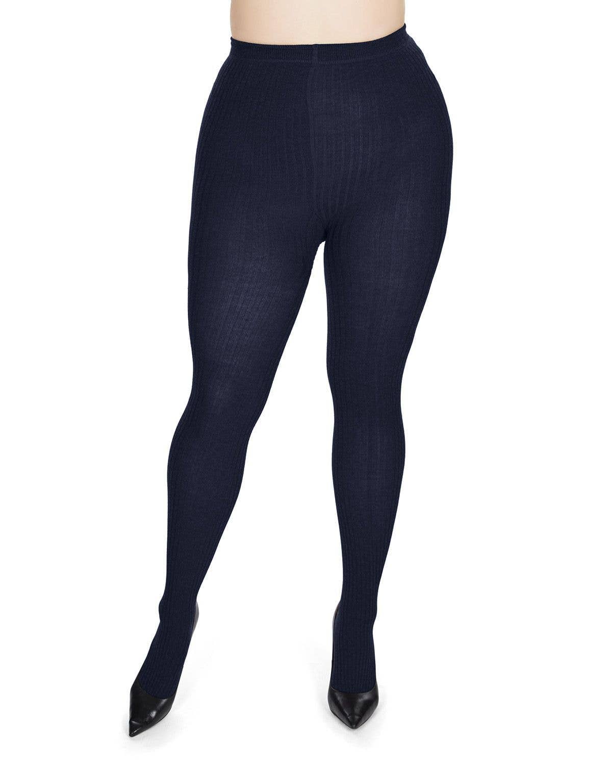 MeMoi Boston Ribbed Sweater Tights: Lt Taupe Heather / L-XL