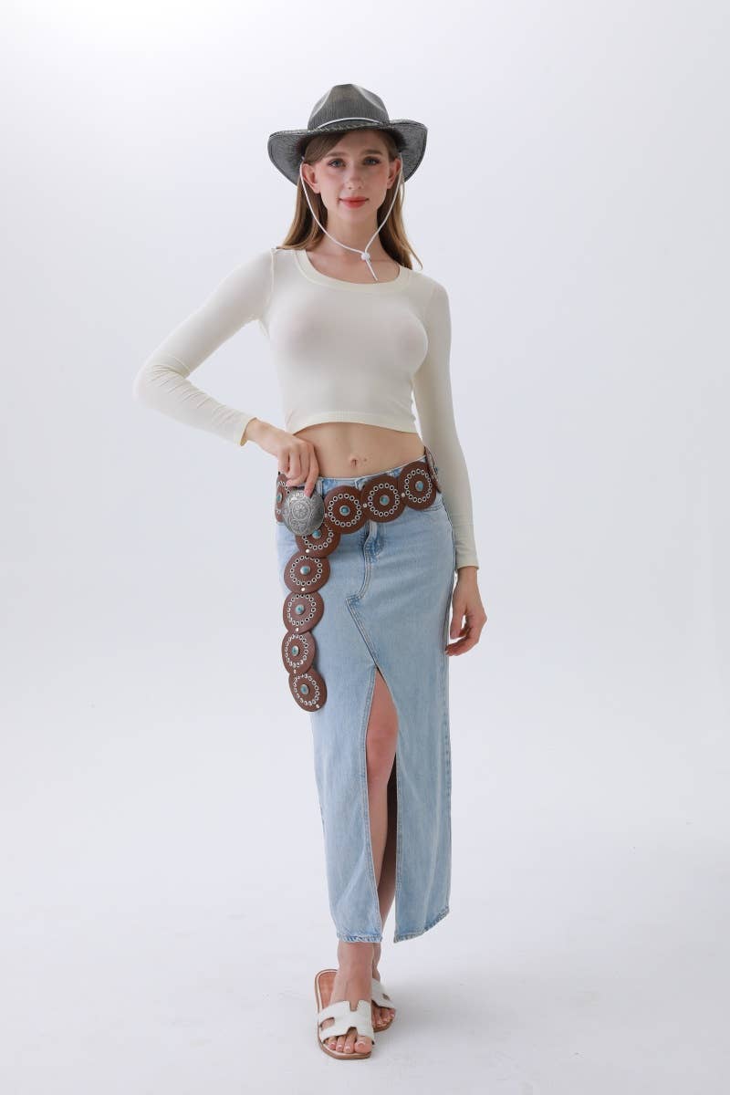 Western Turquoise-Disc Belt – Desert Stone Accent: Black