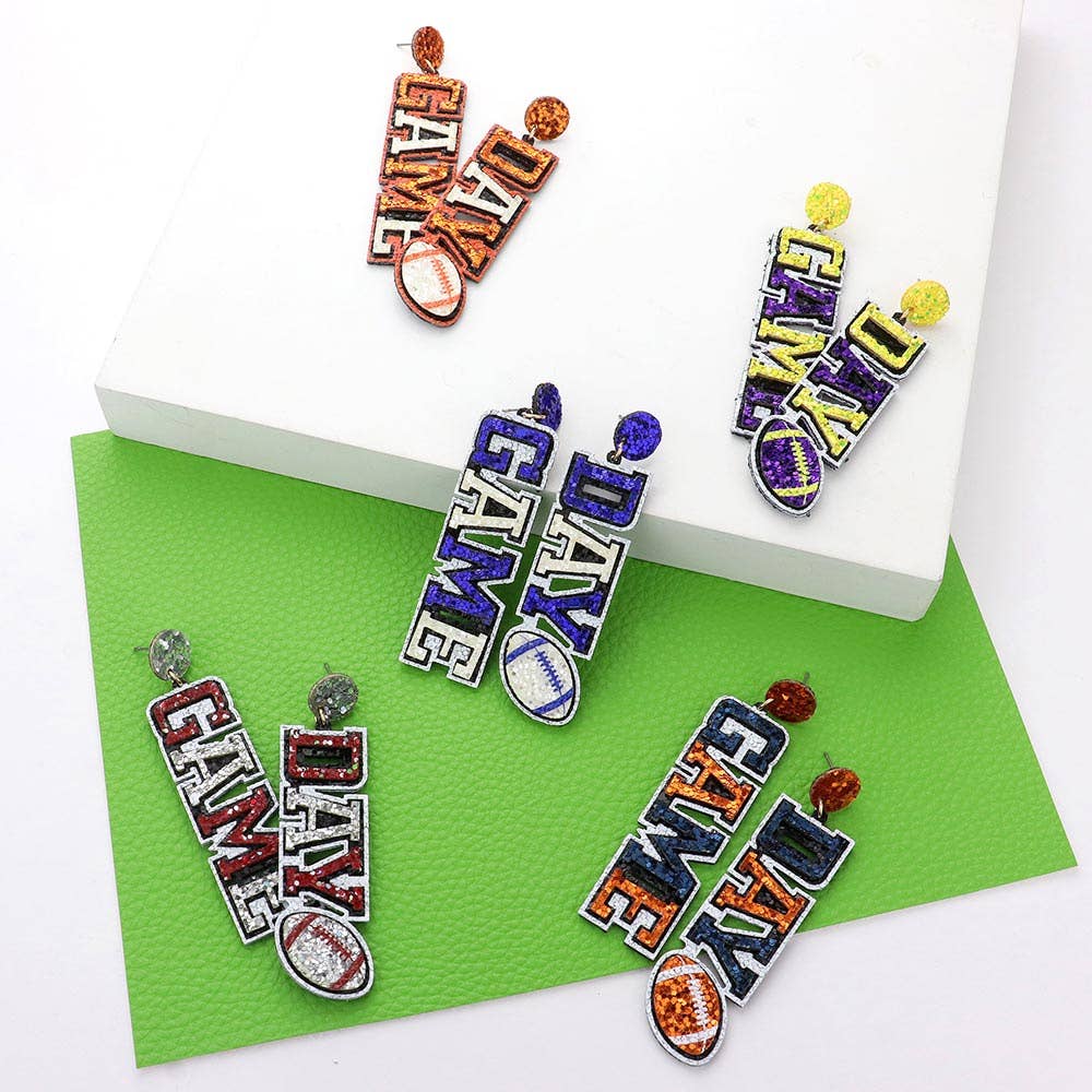 Game Day Message Football Bling Dangle Earrings
: M9