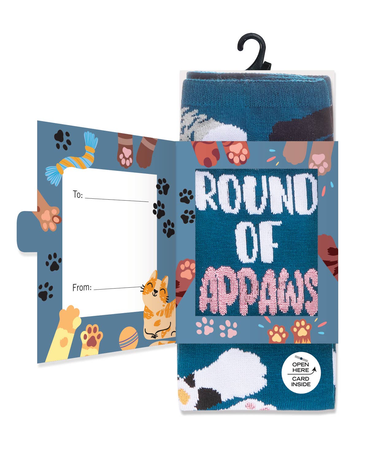 Round Of Appaws Greeting Card Socks: Blue Sapphire / One Size
