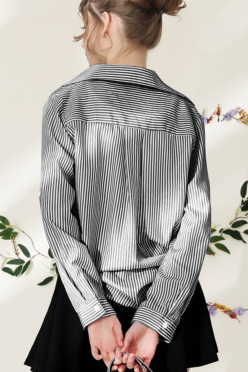 Striped Button Down Long Sleeve Collared Shirts