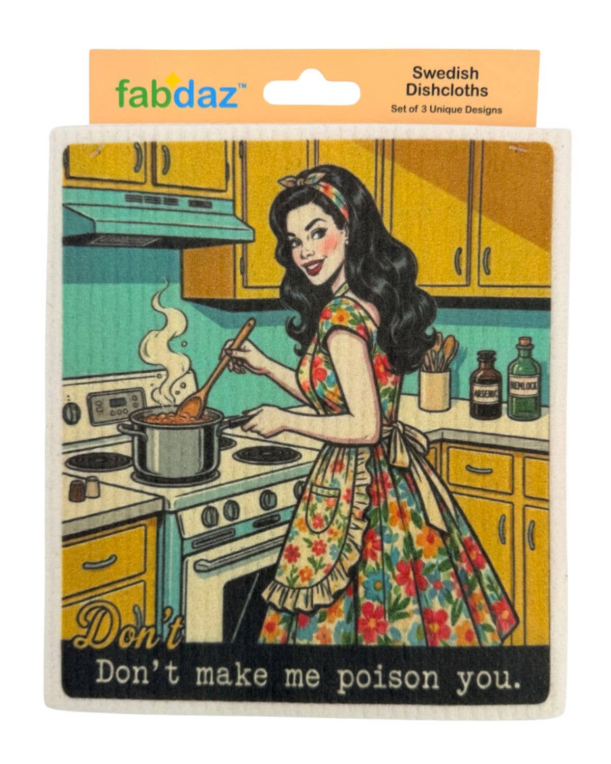 Kitchen Retro Wife - Set of 3 - Swedish Dishcloths