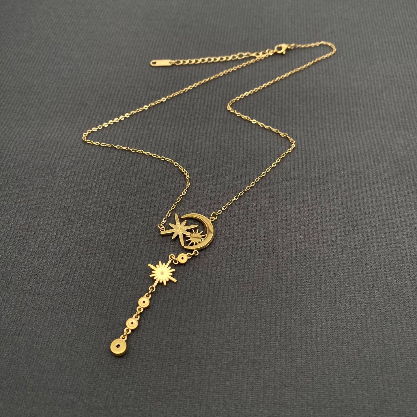 M16. Sun Star 18K Gold Plated Stainless Steel Necklace
