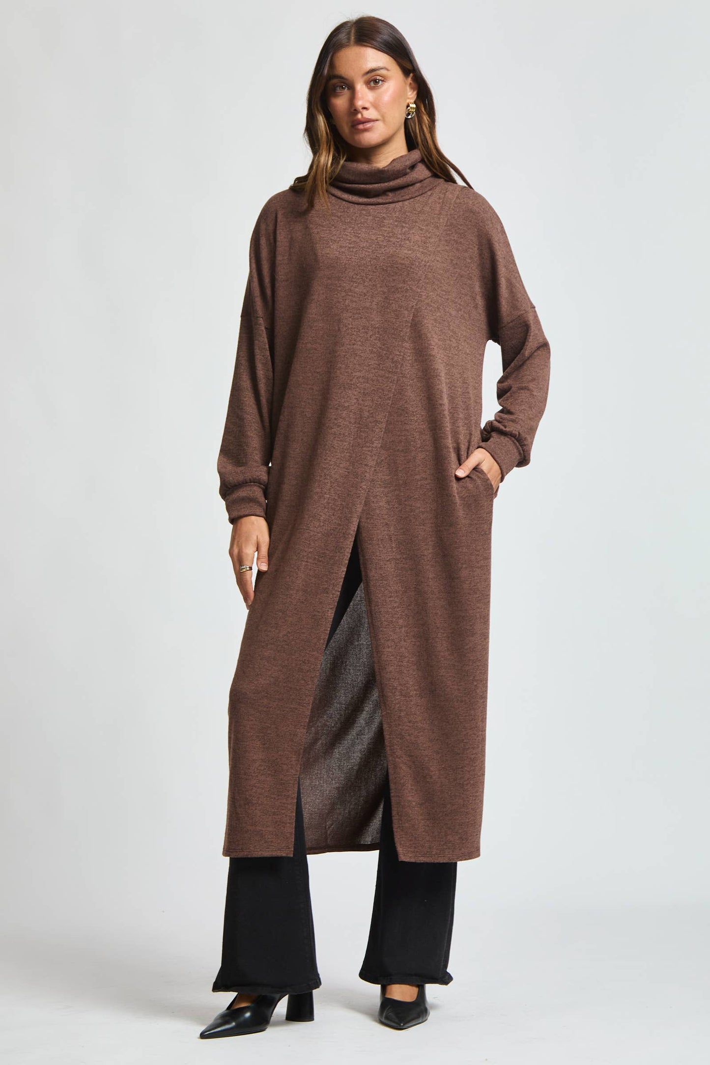 Flowy Surplice Wrap Duster