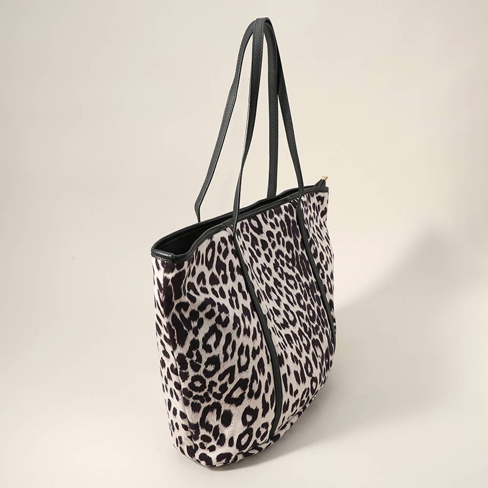 Faux Leather Leopard Patterned Tote Bag / Shoulder Bag
