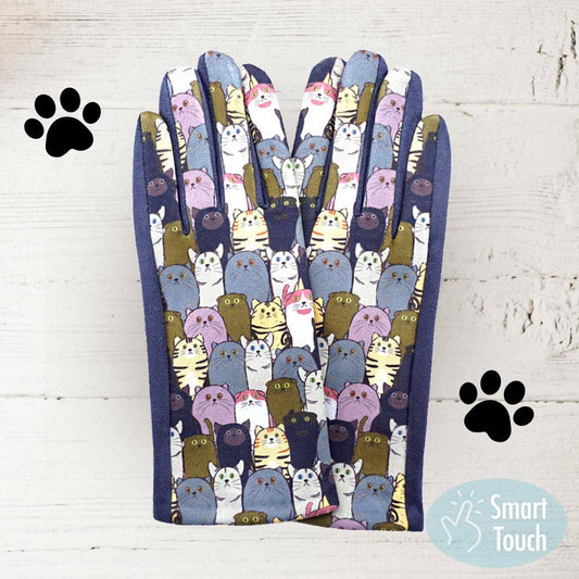 Dog Pattern Printed Smart Touch Gloves: 3-GRY-MT