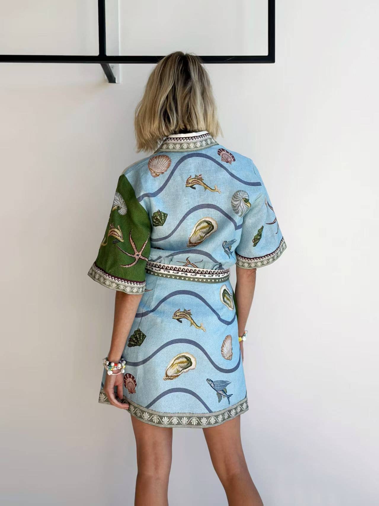 Deep Blue Seas Shirt Dress with Open Front