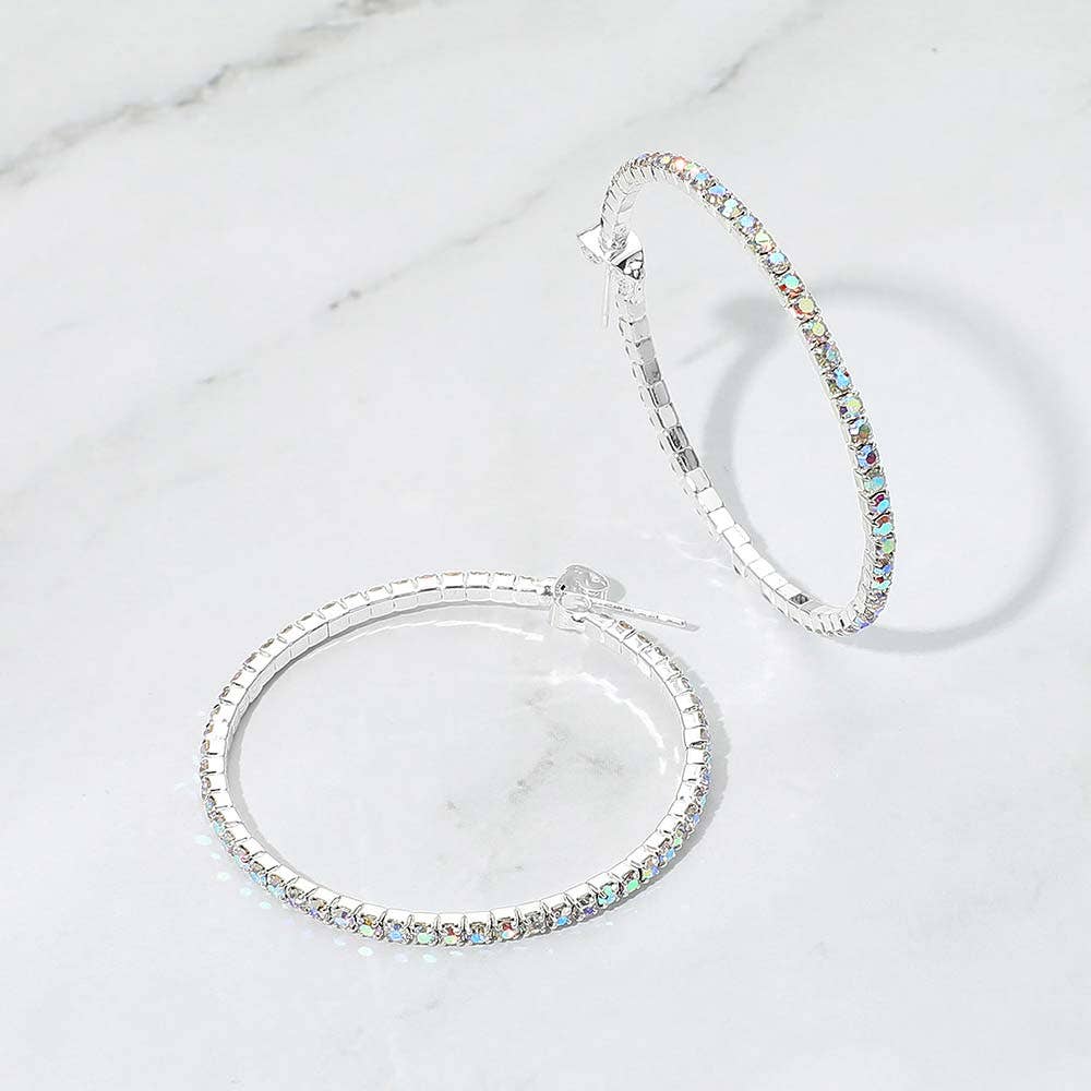 40mm Rhinestone Paved Hoop Earrings: Clear,Gold
