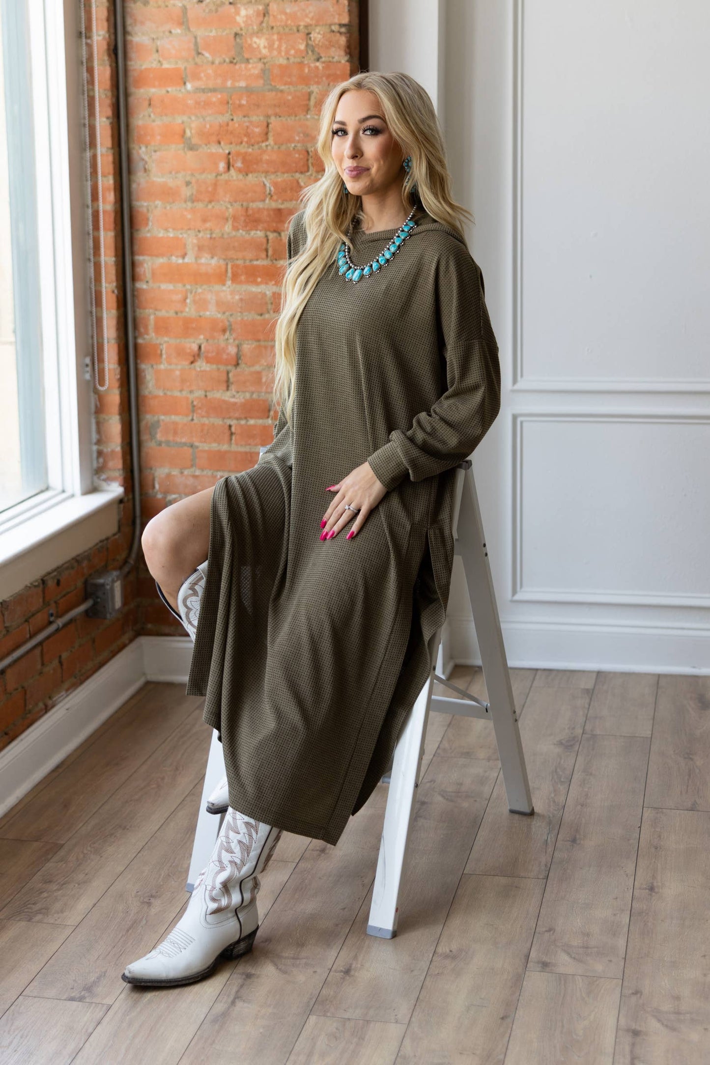 Waffle Knit Thermal Duster