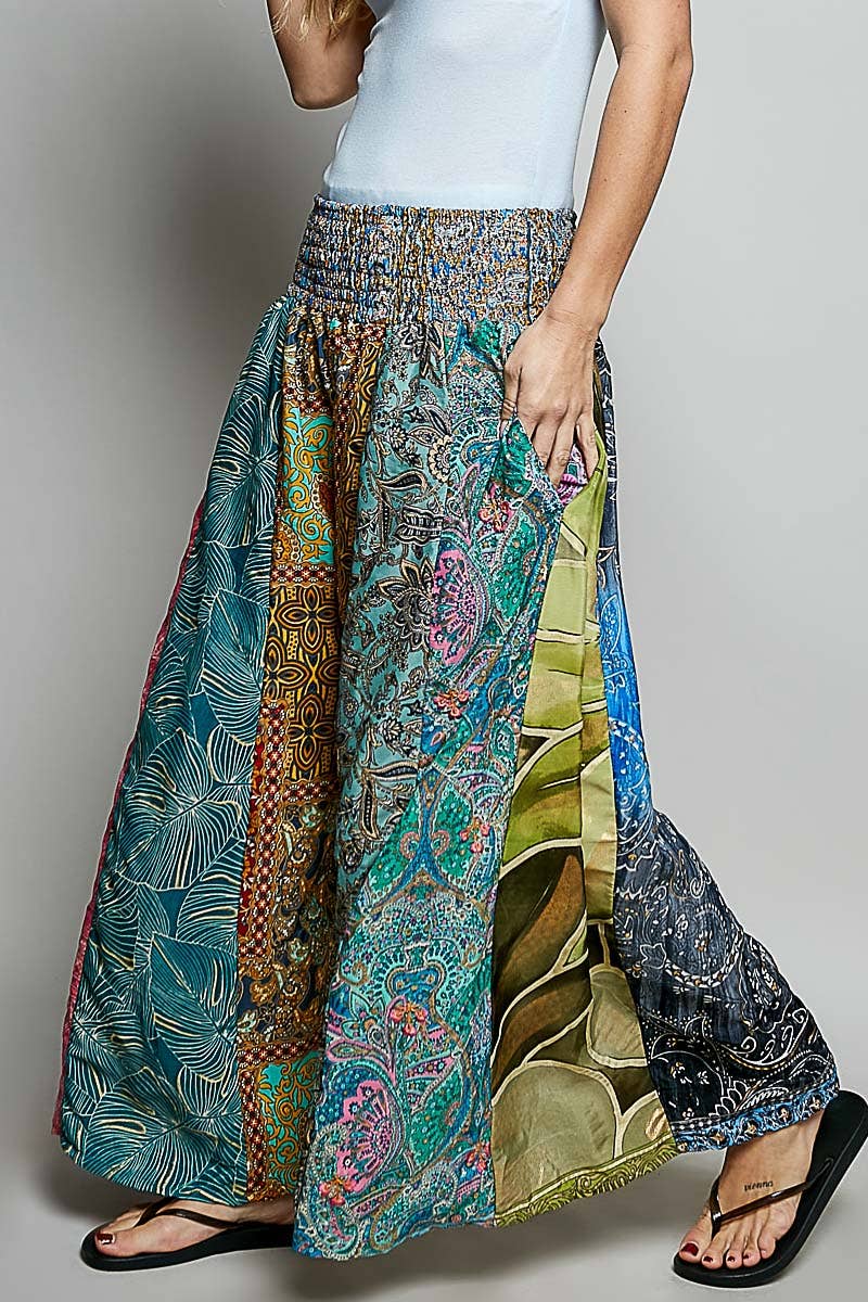 1B. One-of-a-Kind POL Smocked Waist Printed Wide Leg Pants