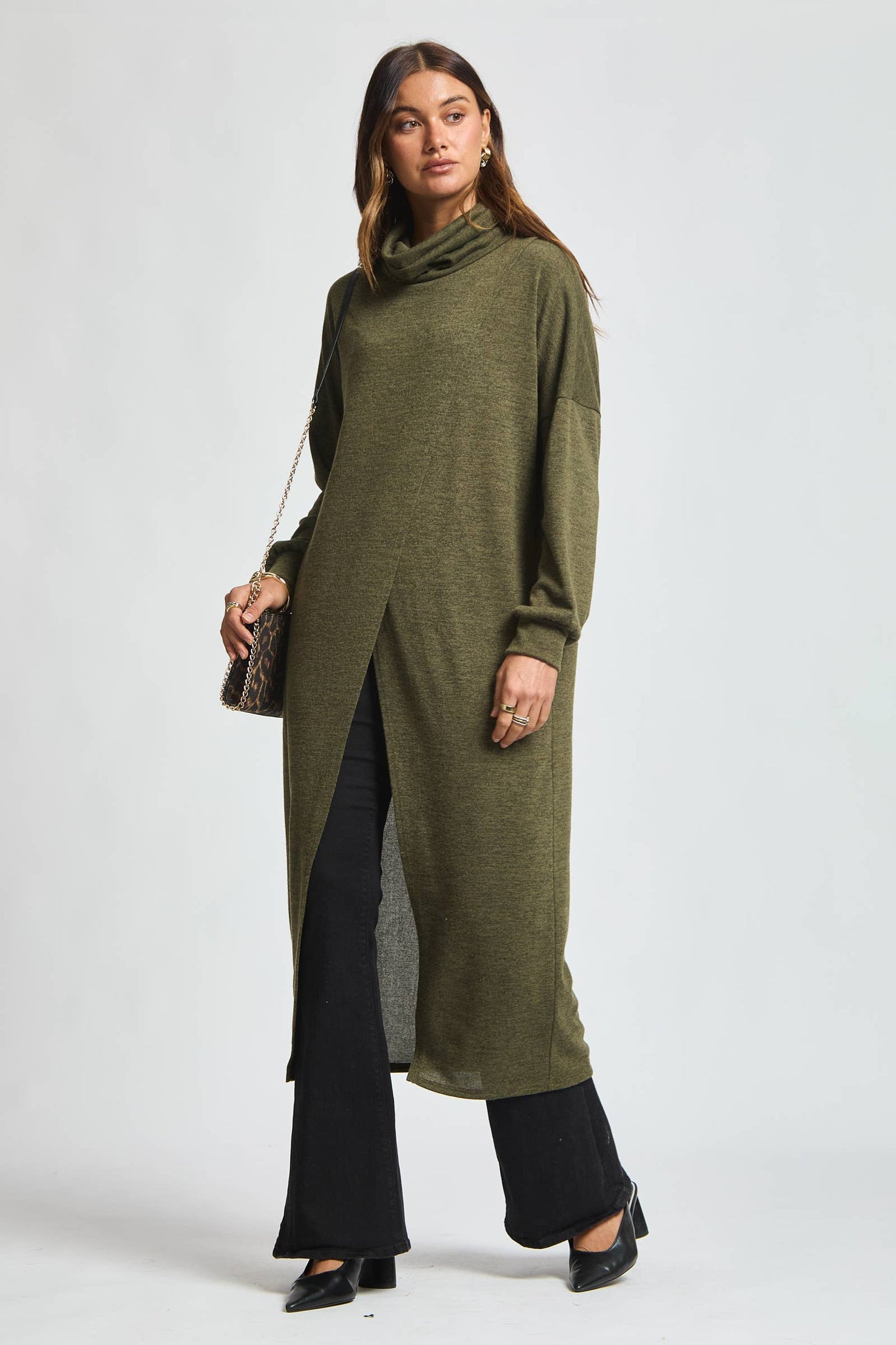 Flowy Surplice Wrap Duster
