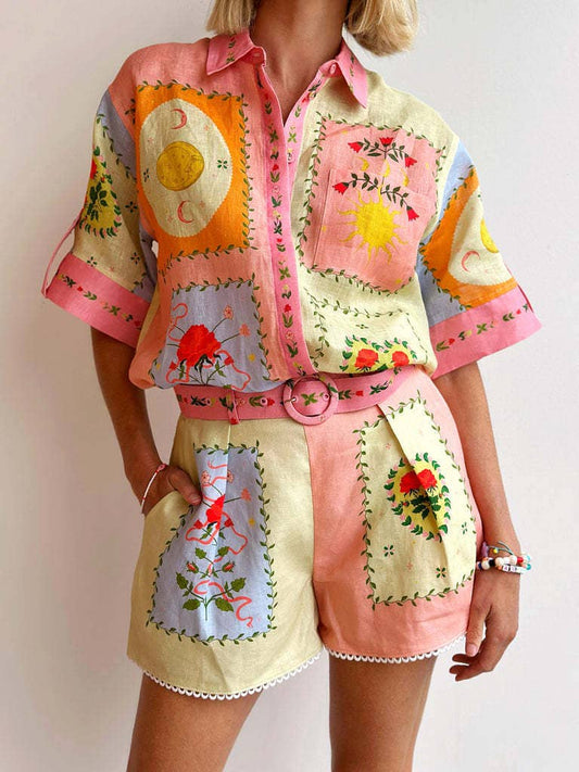Casual Coral Cutie Shirt and Shorts Set