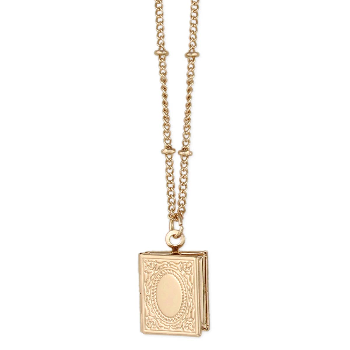 Secret Diary Gold Book Locket Necklace