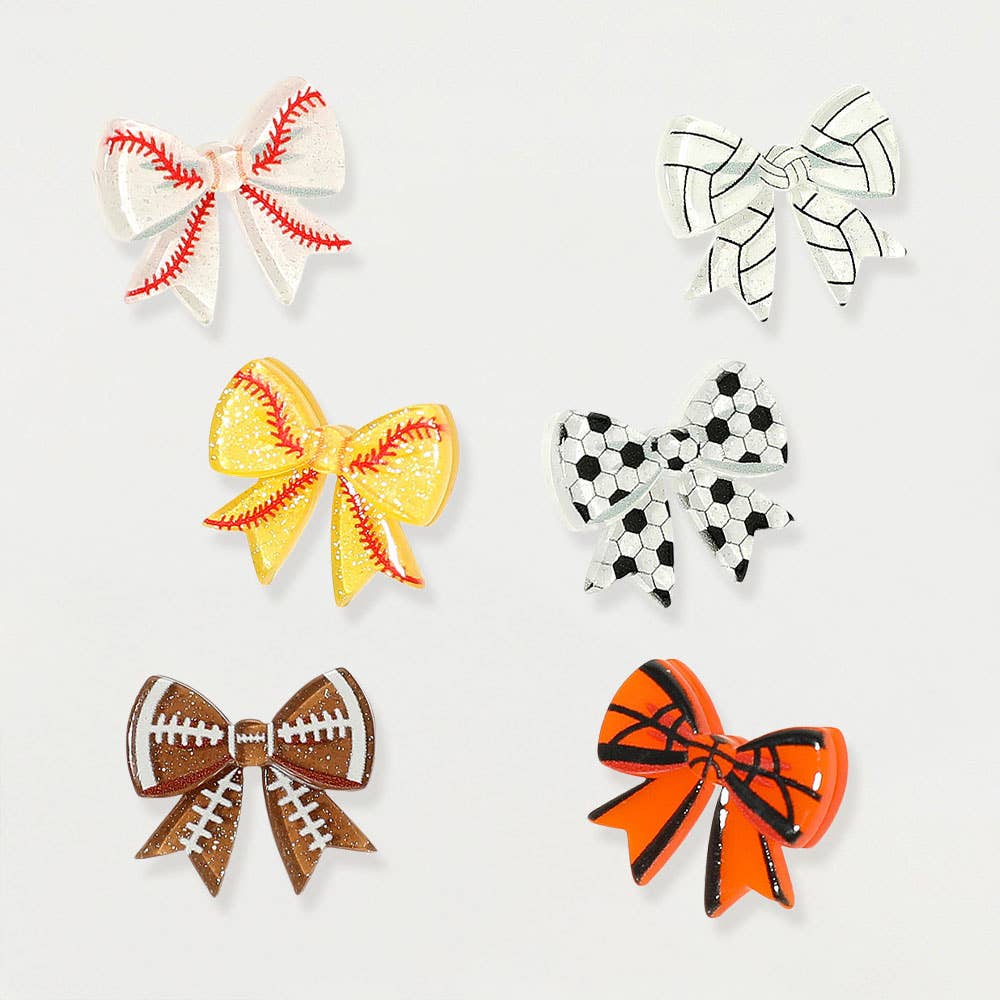 Resin Sports Baseball/Basketball/Football Bow Stud Earrings: Volleyball