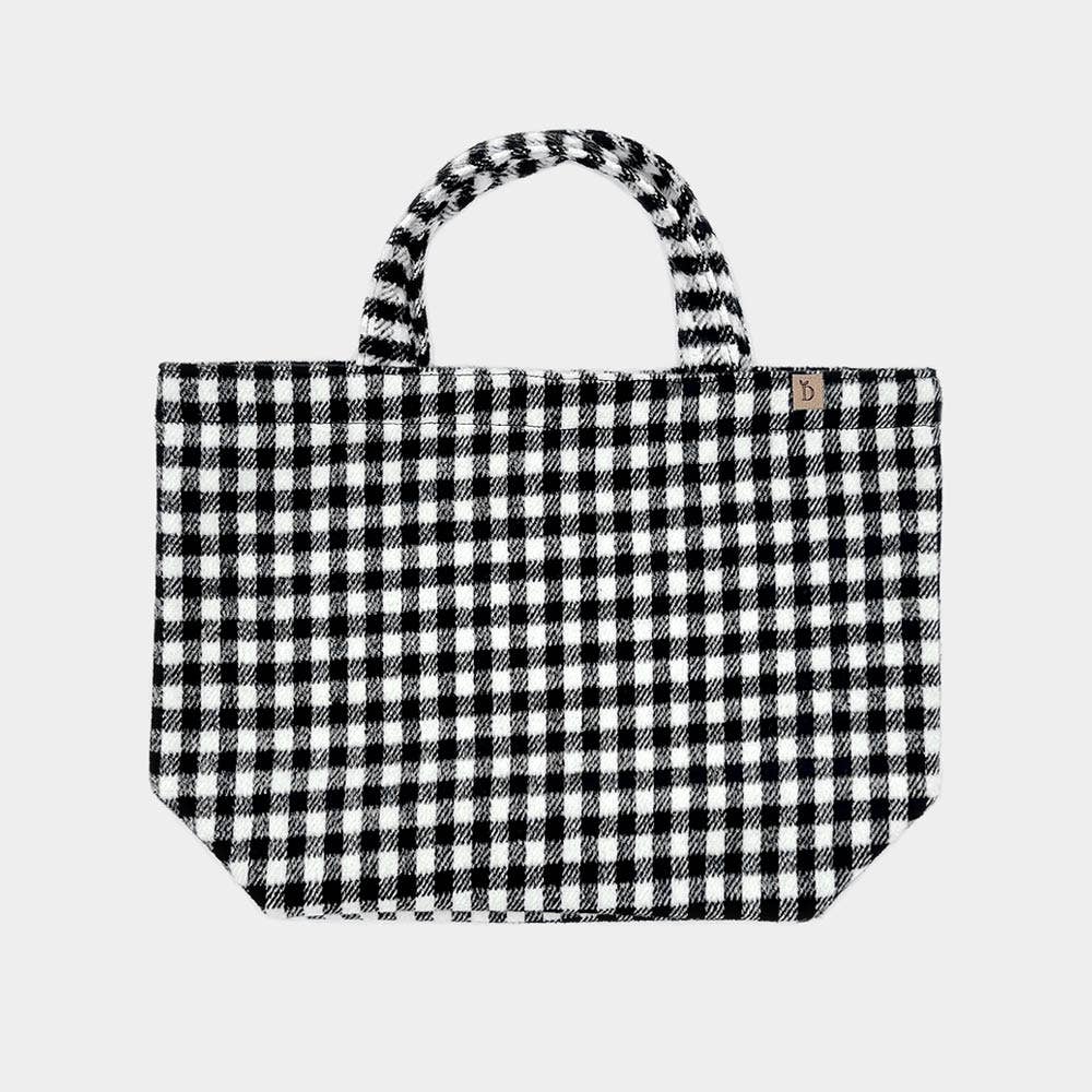 Buffalo Check Patterned Tote Bag: Black