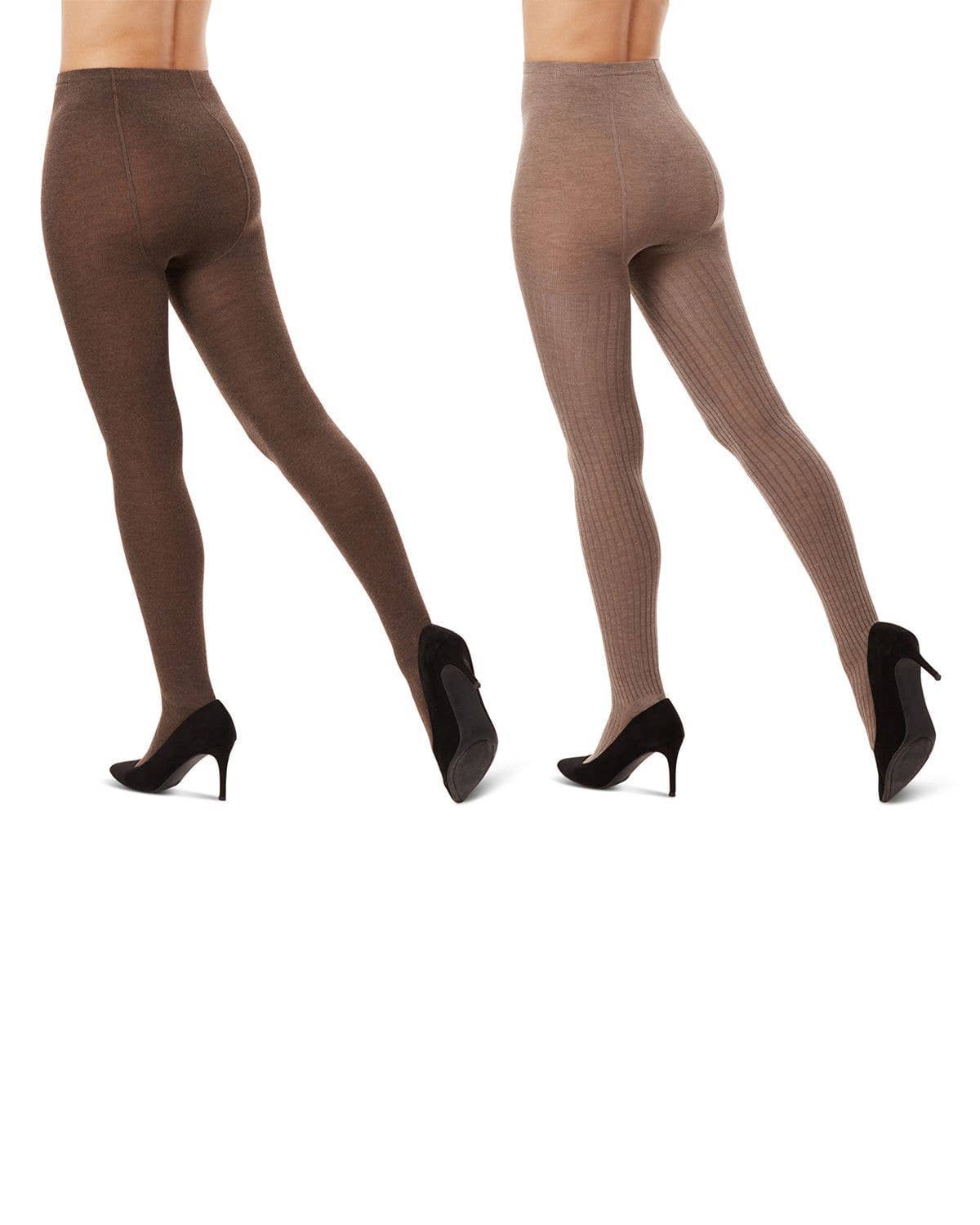 Rib/Solid Sweater Tights 2 Pair Pack