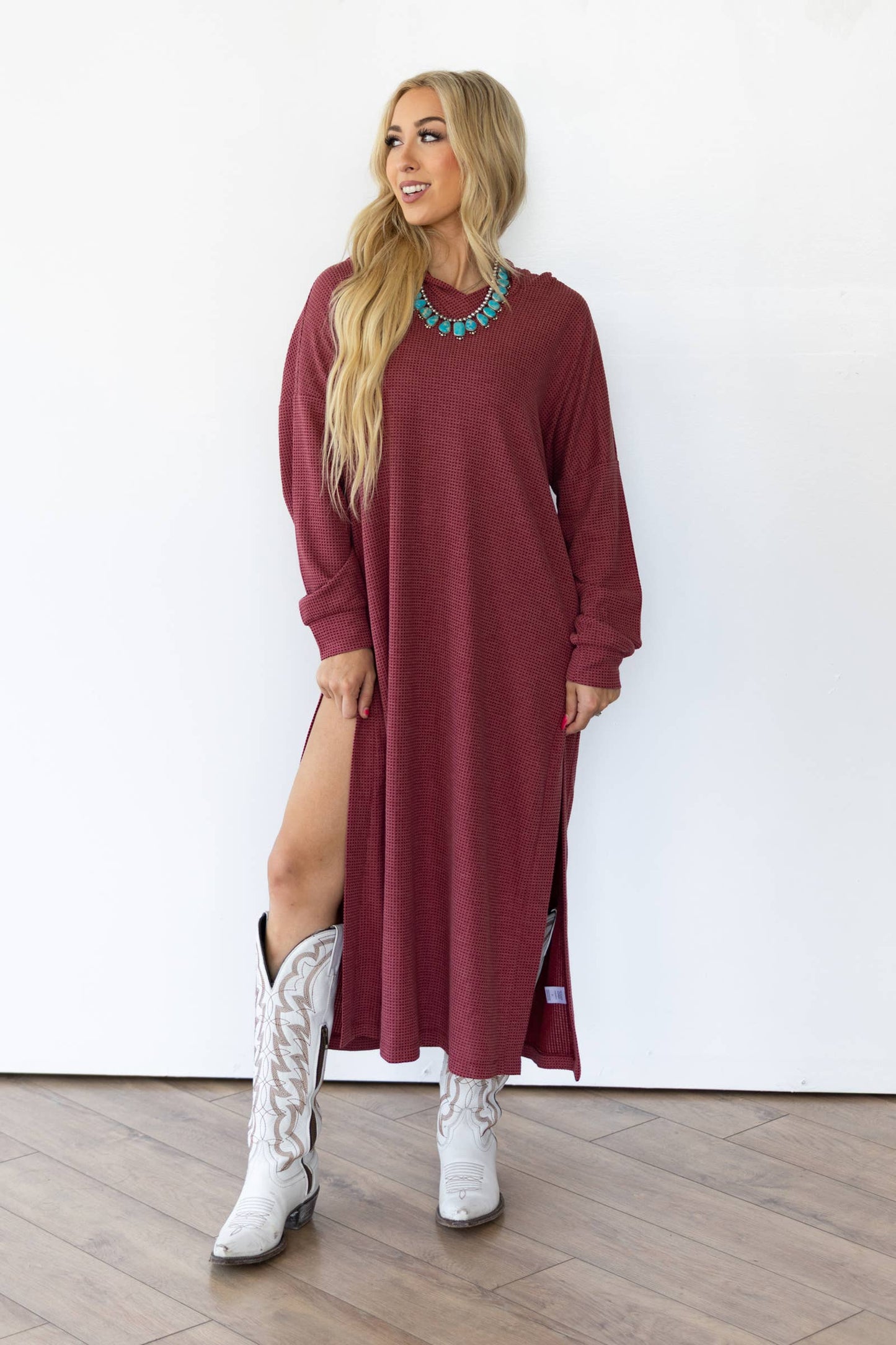 Waffle Knit Thermal Duster