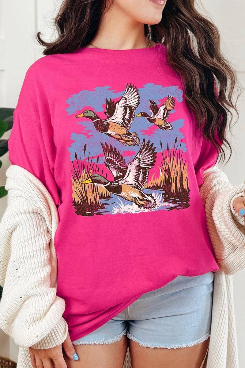 Flying Mallard Ducks Graphic Heavy Cotton Tee