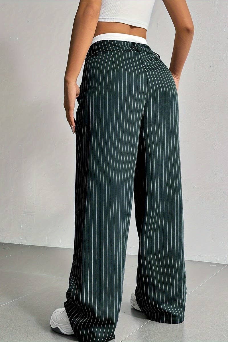 STRIPED LOOSE STRAIGHT-LEG TROUSERS