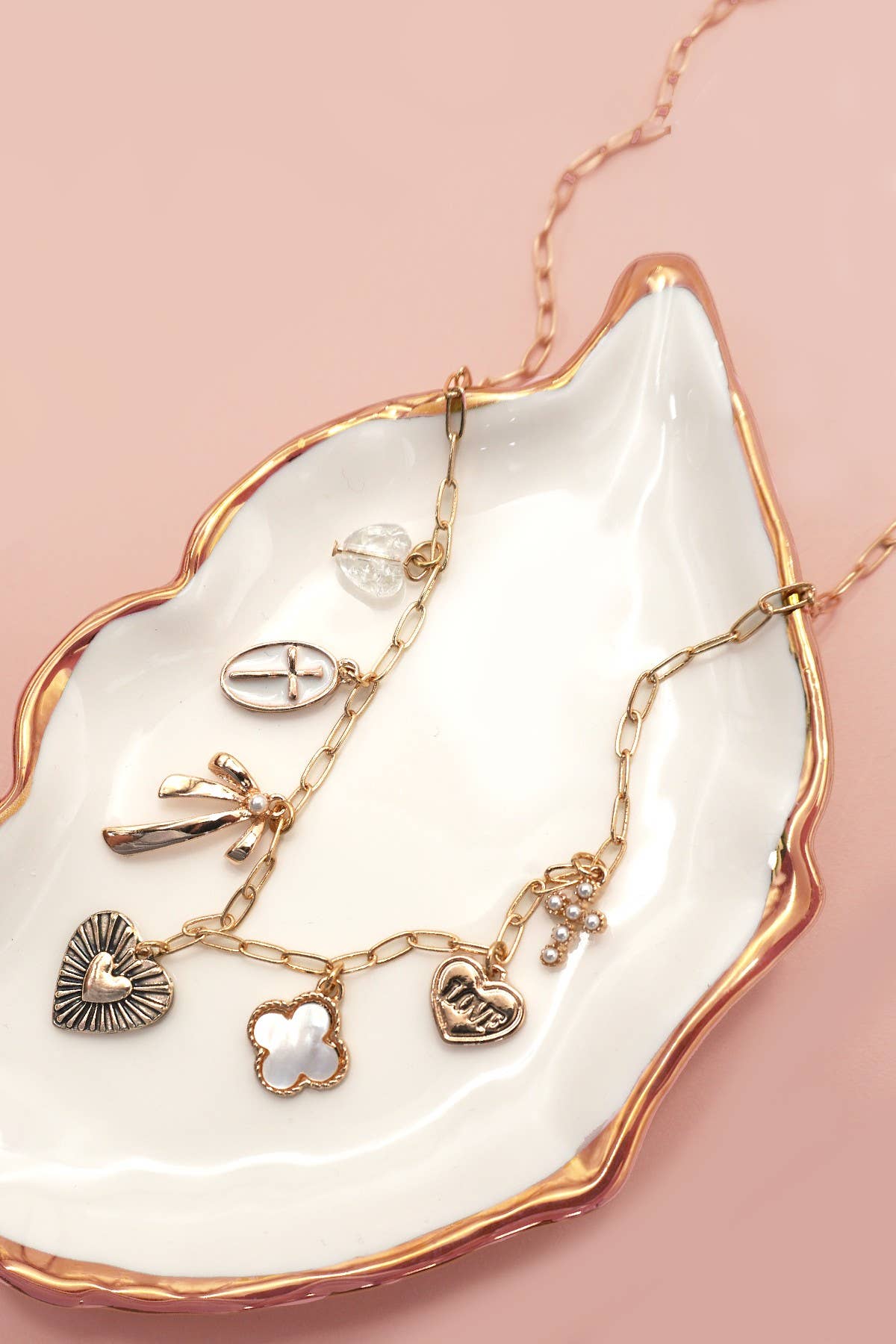 CHARM NECKLACE-CLOVER BOW CROSS HEART  | 80N92000