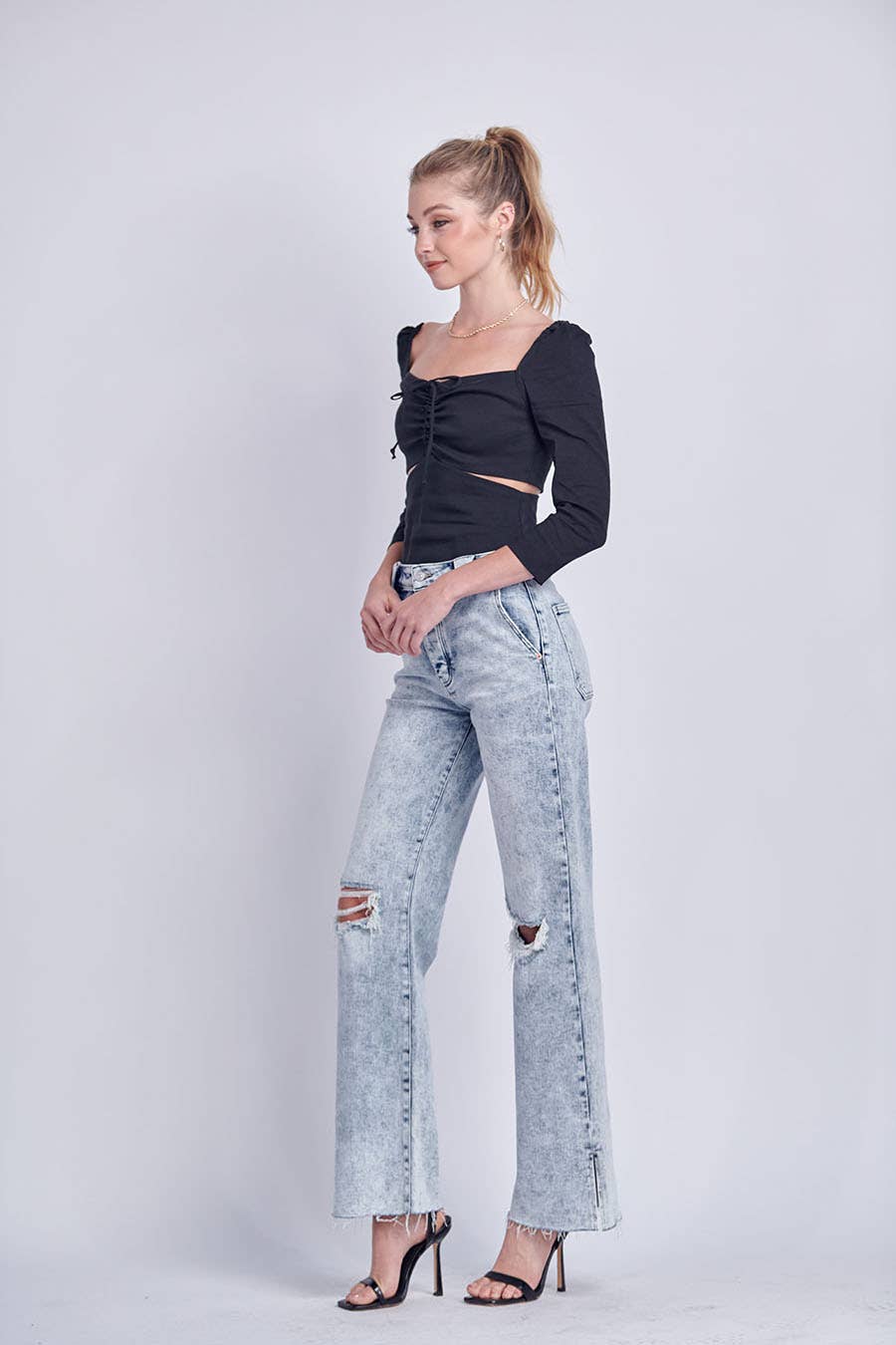 90'S VINTAGE HIGH RISE COMFORT STRETCH WIDE JEANS