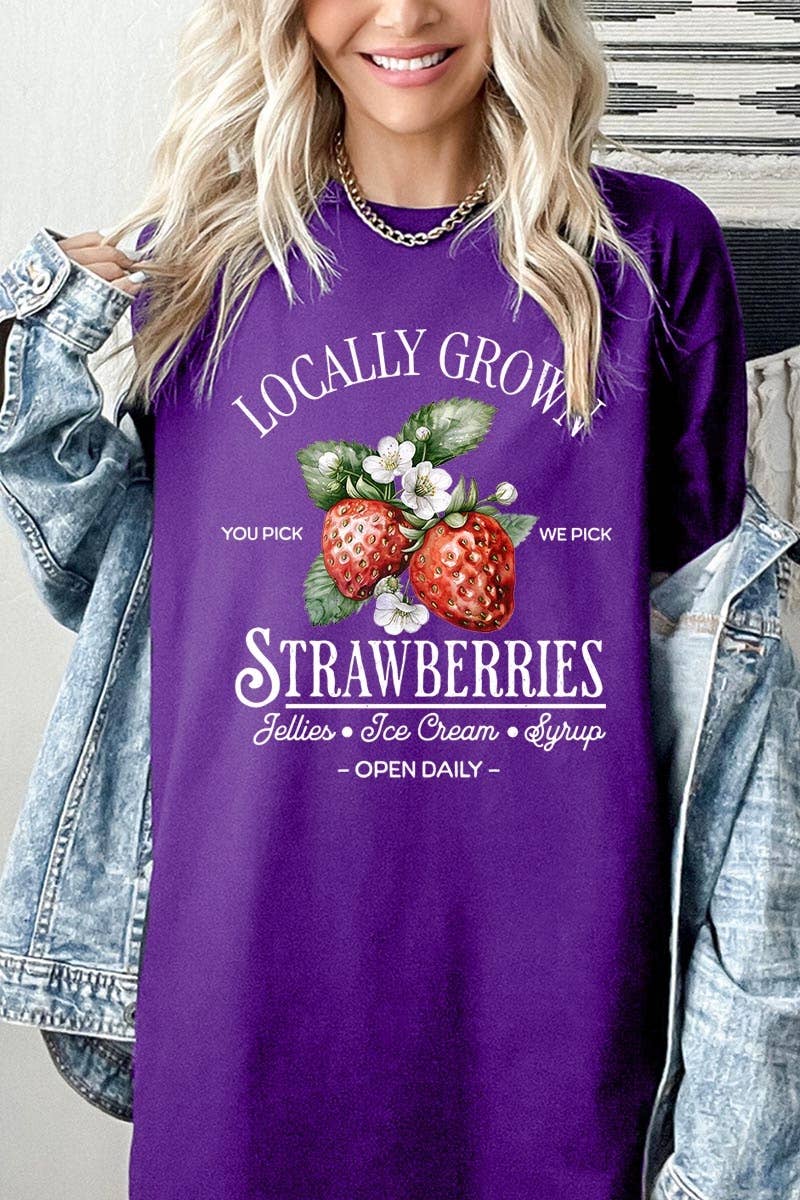 Locally Grown Strawberries Graphic Heavy Cotton T