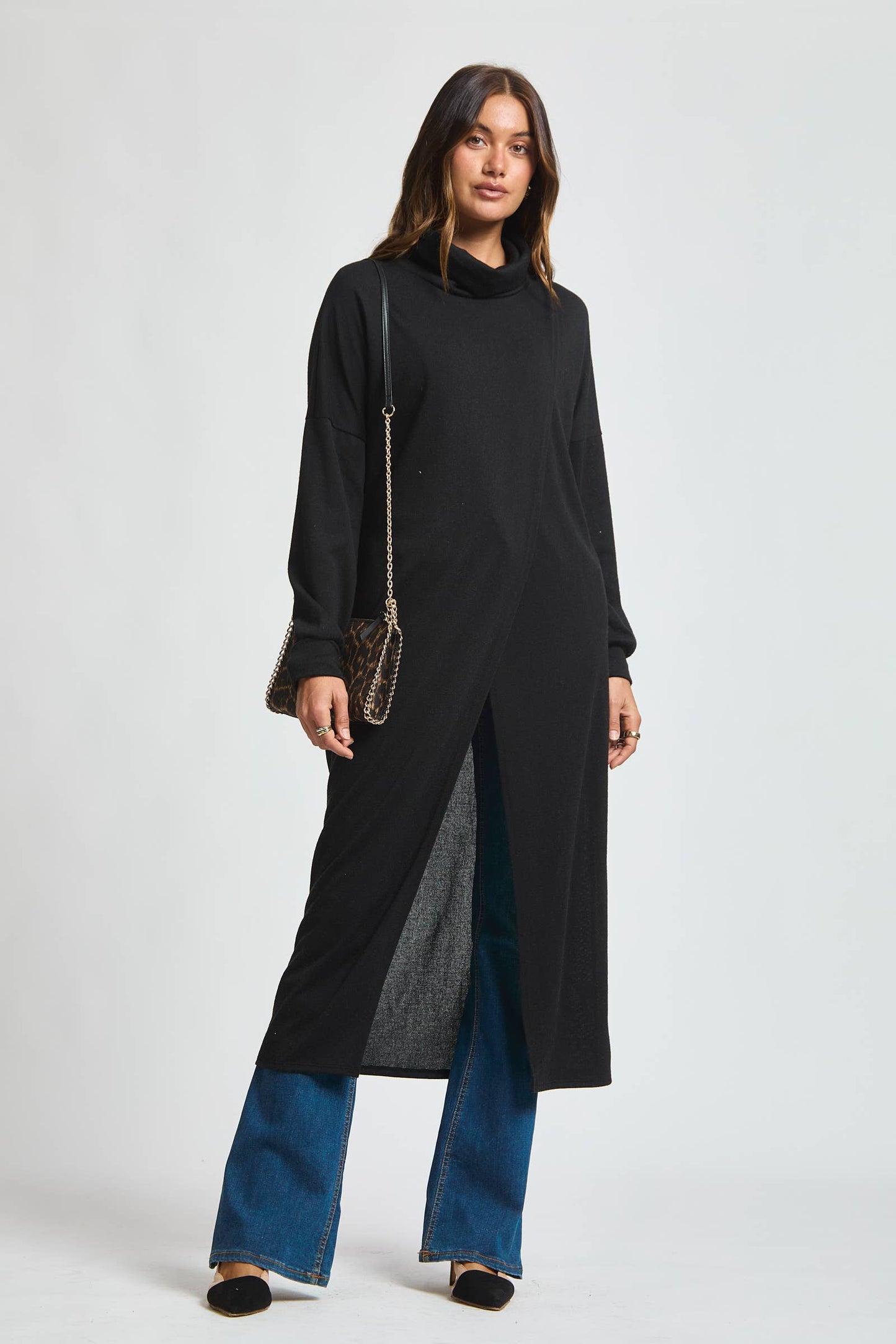 Flowy Surplice Wrap Duster