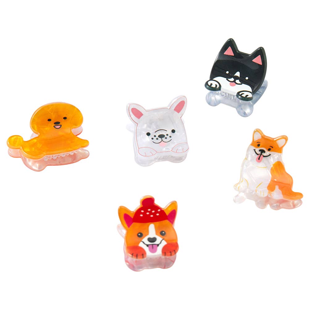 J45. 5PCS - Puppy Mini Hair Claw Clip Set