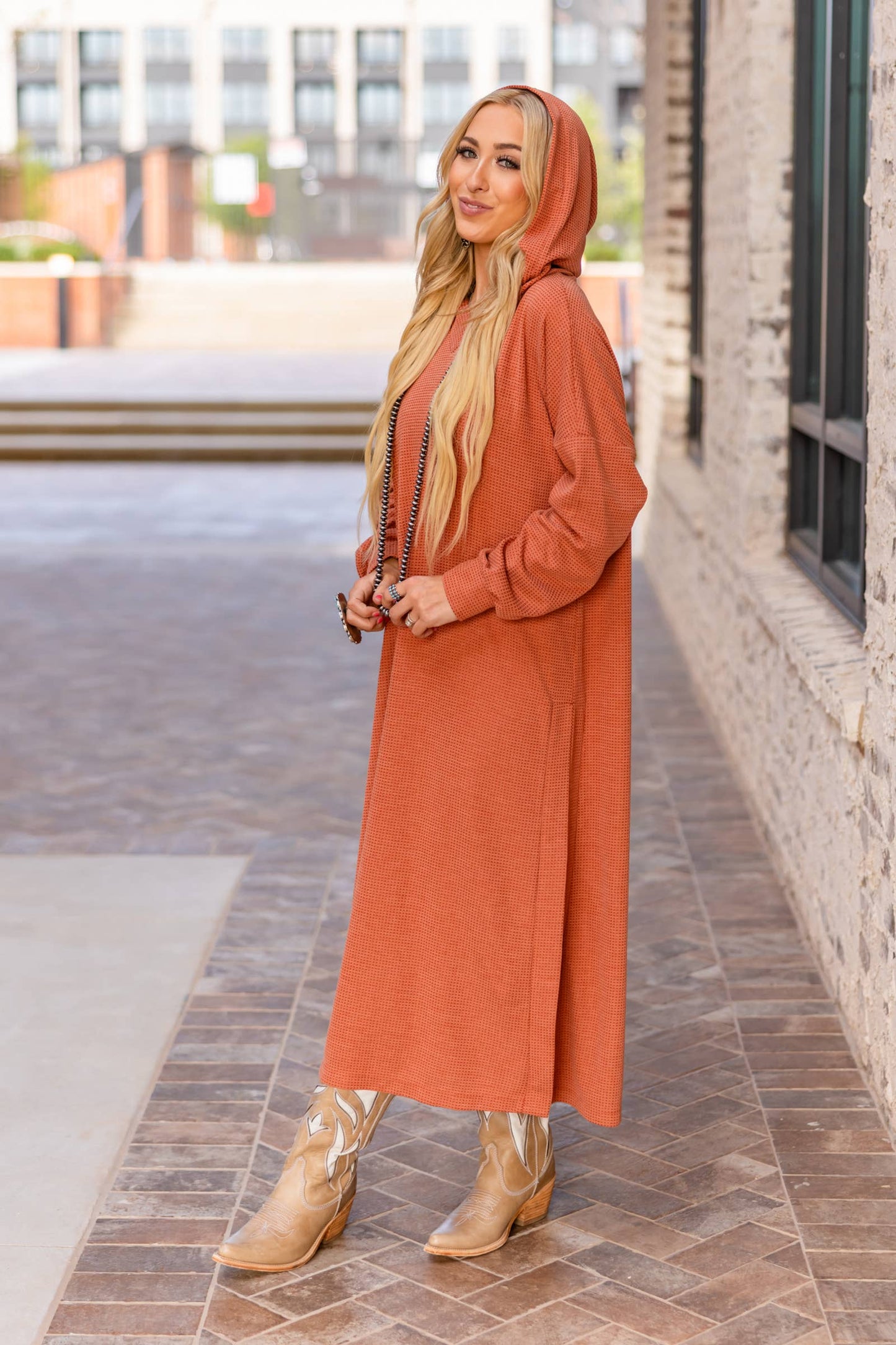 Waffle Knit Thermal Duster