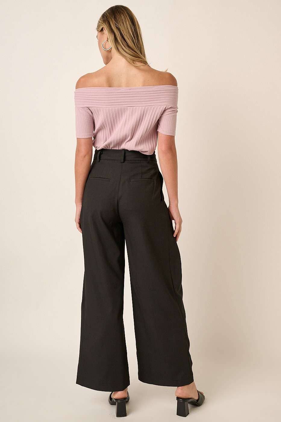 M70590 - DEEP PLEATED HIGH WAISTED WIDE LEG PANTS