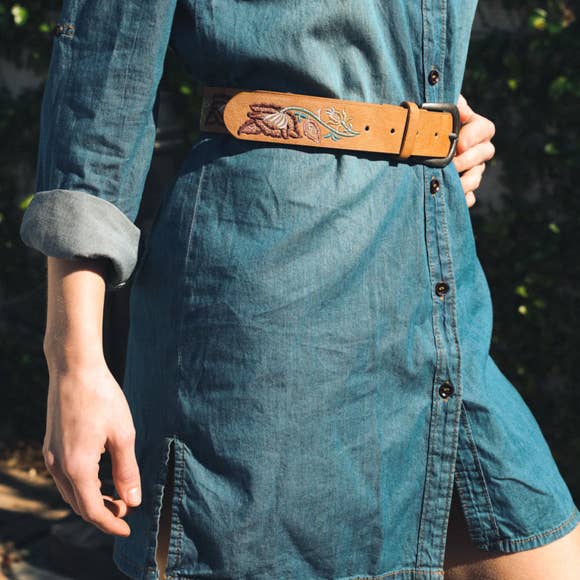 Flower Embroidered Statement Belt