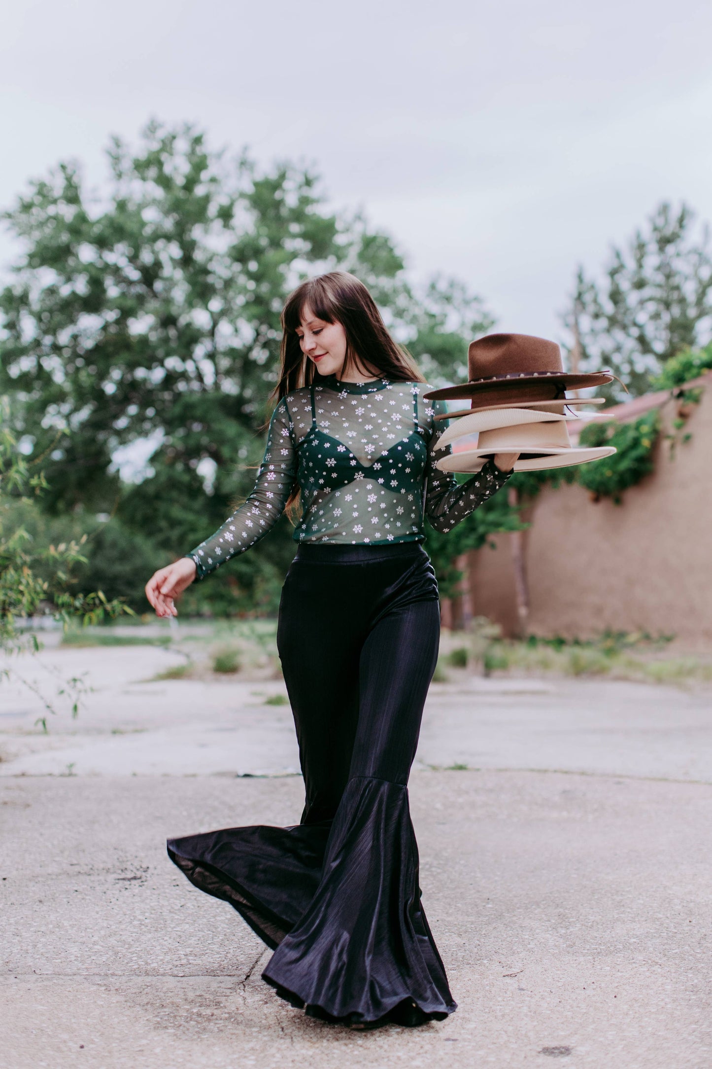 MK401 Sparkle Foil Snowflake LS Mesh Top