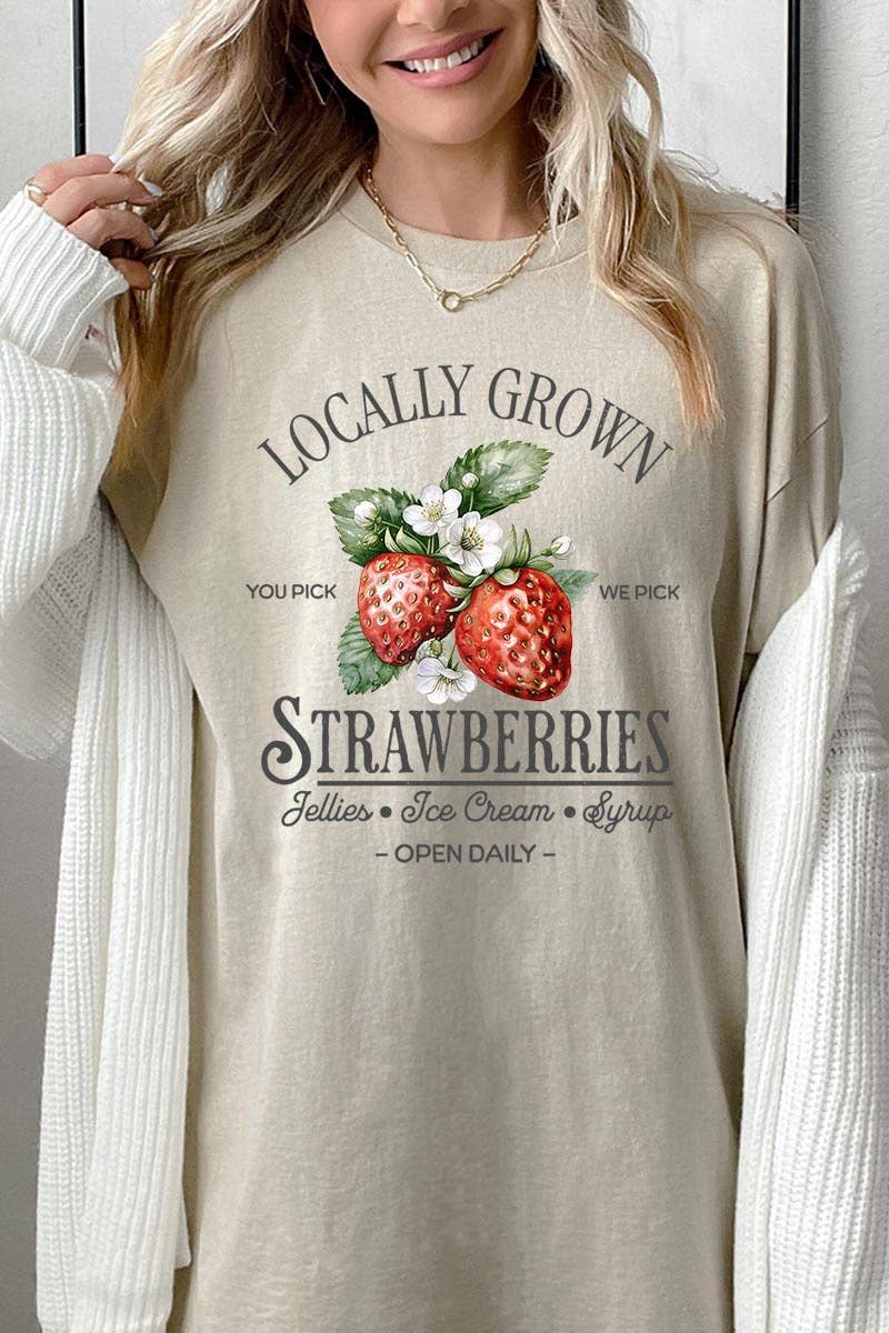Locally Grown Strawberries Graphic Heavy Cotton T