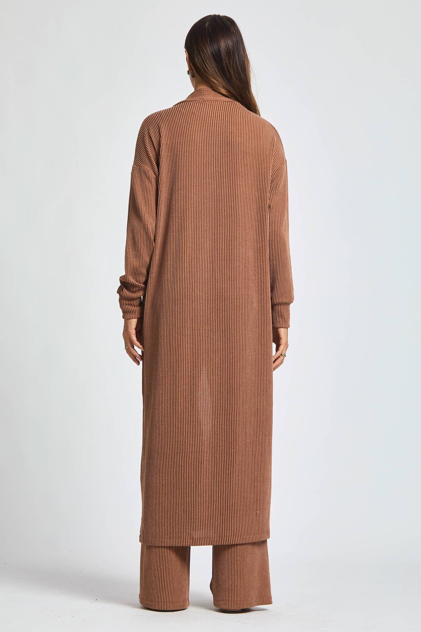Longline Cardigan + Relaxed Pants 2 Piece: RED / S