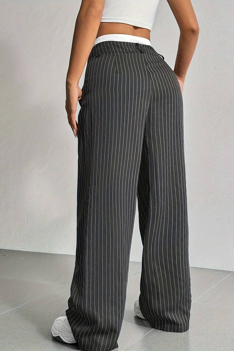 STRIPED LOOSE STRAIGHT-LEG TROUSERS