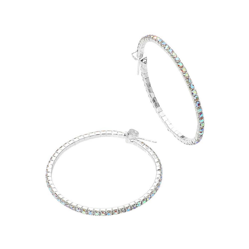 40mm Rhinestone Paved Hoop Earrings: Clear,Gold